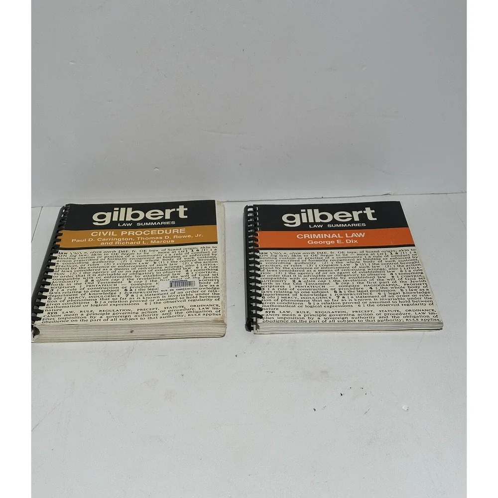 2x Gilbert Law Summaries: Criminal Law + Civil peocedures 1988-89 vintage books